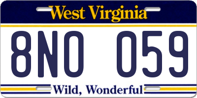 WV license plate 8NO059
