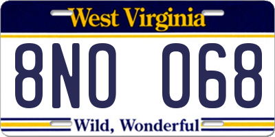 WV license plate 8NO068