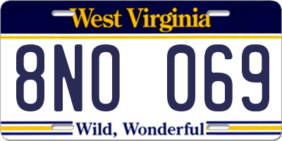 WV license plate 8NO069