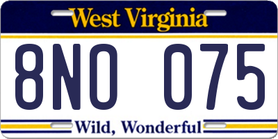 WV license plate 8NO075