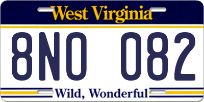 WV license plate 8NO082