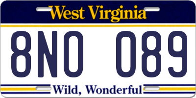 WV license plate 8NO089