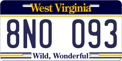 WV license plate 8NO093