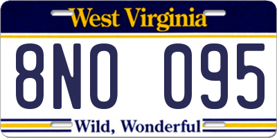 WV license plate 8NO095