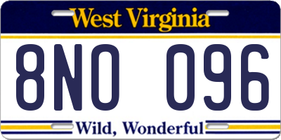 WV license plate 8NO096