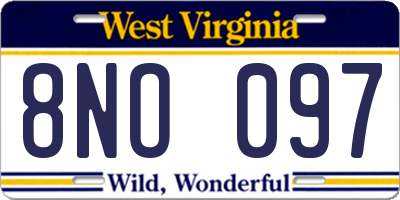 WV license plate 8NO097