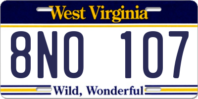 WV license plate 8NO107