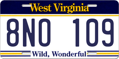 WV license plate 8NO109