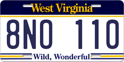 WV license plate 8NO110