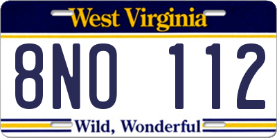 WV license plate 8NO112