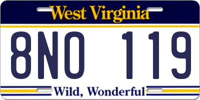 WV license plate 8NO119