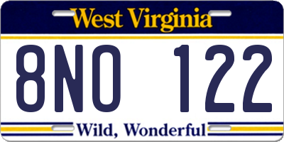 WV license plate 8NO122