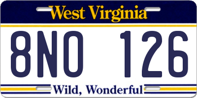 WV license plate 8NO126