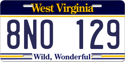 WV license plate 8NO129