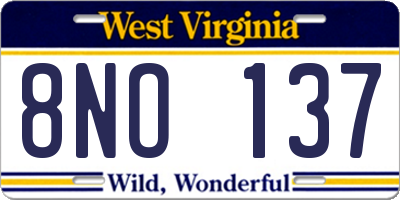 WV license plate 8NO137