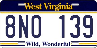 WV license plate 8NO139