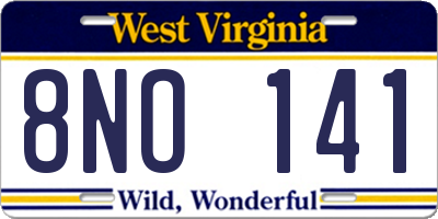 WV license plate 8NO141