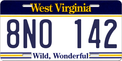 WV license plate 8NO142