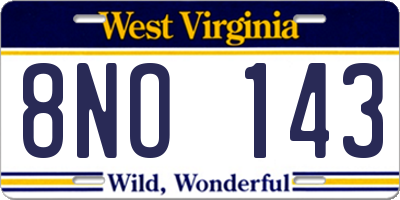 WV license plate 8NO143