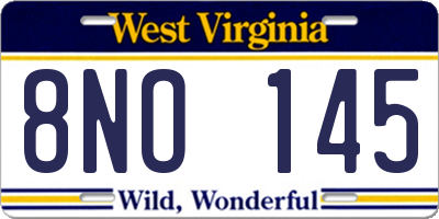 WV license plate 8NO145