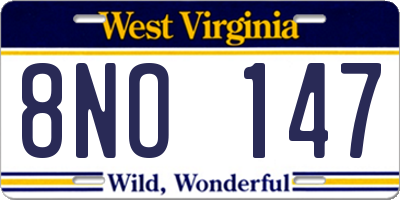 WV license plate 8NO147