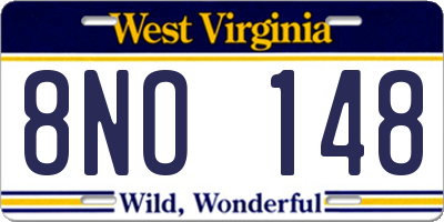 WV license plate 8NO148