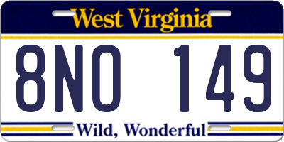 WV license plate 8NO149