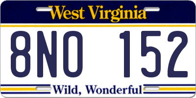 WV license plate 8NO152