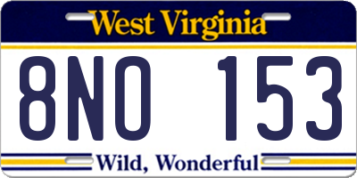 WV license plate 8NO153