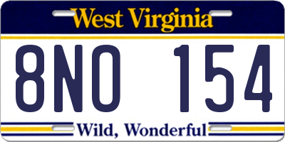 WV license plate 8NO154