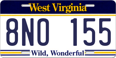 WV license plate 8NO155