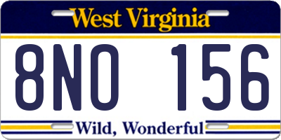 WV license plate 8NO156
