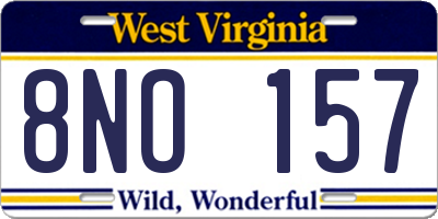 WV license plate 8NO157