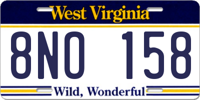 WV license plate 8NO158