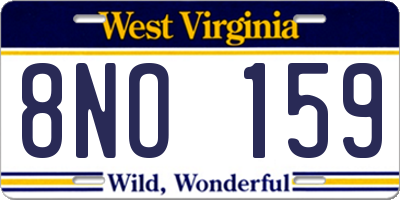 WV license plate 8NO159
