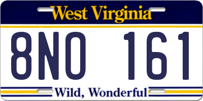 WV license plate 8NO161