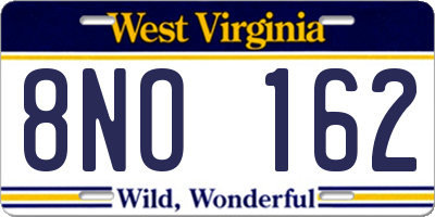 WV license plate 8NO162