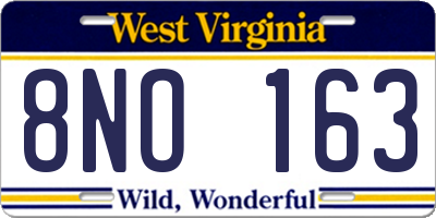 WV license plate 8NO163