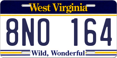 WV license plate 8NO164