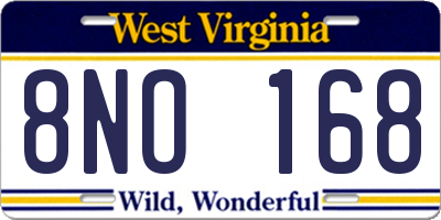 WV license plate 8NO168