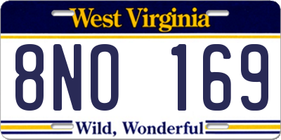 WV license plate 8NO169
