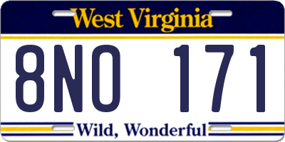WV license plate 8NO171