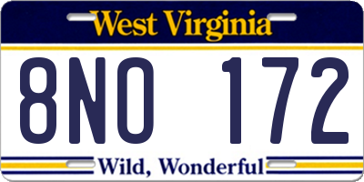 WV license plate 8NO172