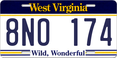 WV license plate 8NO174