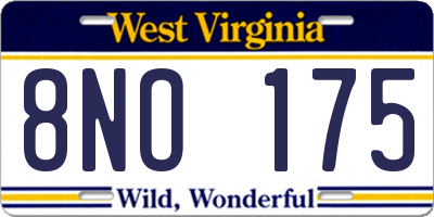WV license plate 8NO175