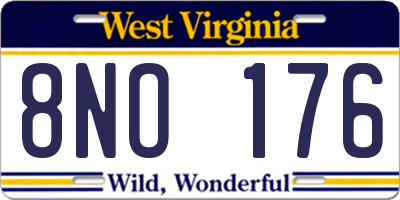 WV license plate 8NO176