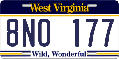WV license plate 8NO177