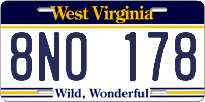 WV license plate 8NO178