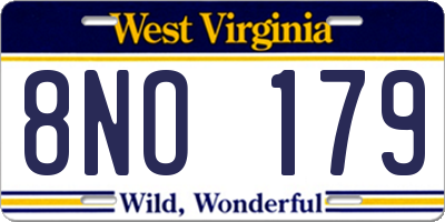 WV license plate 8NO179