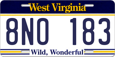 WV license plate 8NO183